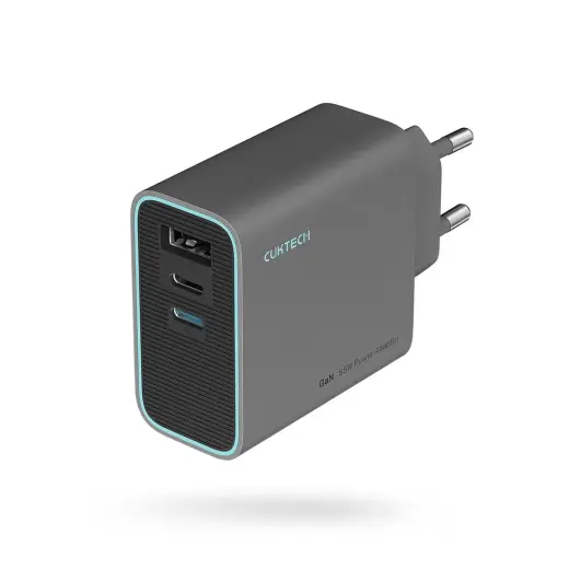 Cuktech CUKAD653EUGR tīkla lādētājs | 65W | PD, QC, GaN, PPS | USB-C, USB-A | pelēks