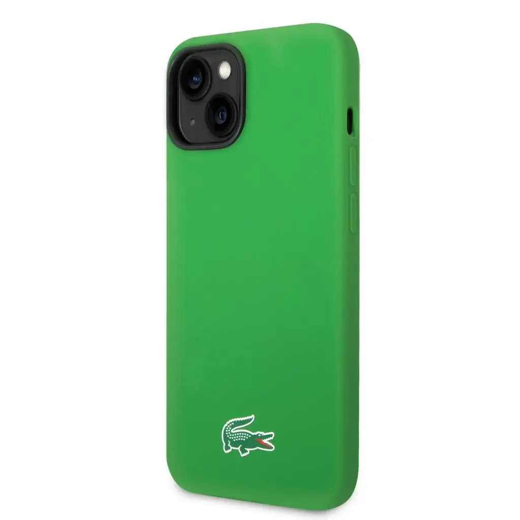 Lacoste Liquid Silicone Microfiber Croc Logo MagSafe Case for iPhone 14 Green