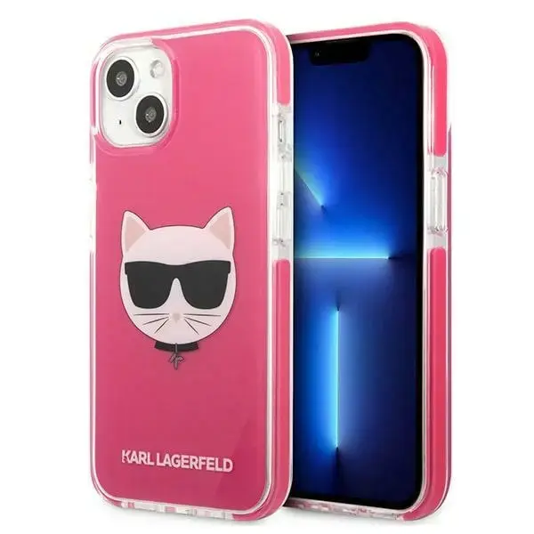 Karl Lagerfeld TPE Choupette Head Case for iPhone 13 Fuchsia