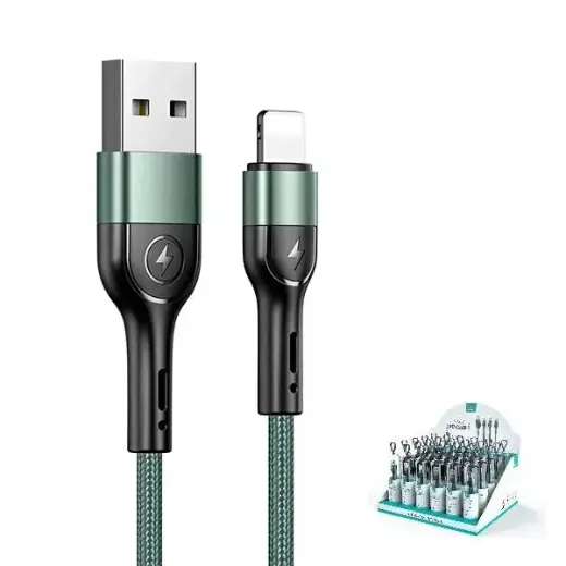 USAMS U55 SJ448 провод для передачи данных и зарядки | USB-A на Lightning | 10W | 1m | зеленый