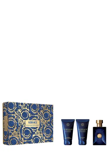 Set Versace: Dylan Blue, Eau De Toilette, For Men, 50 ml + Dylan Blue, Calming, After-Shave Balm, 50 ml + Dylan Blue, Shower Gel, For All Skin Types, 50 ml