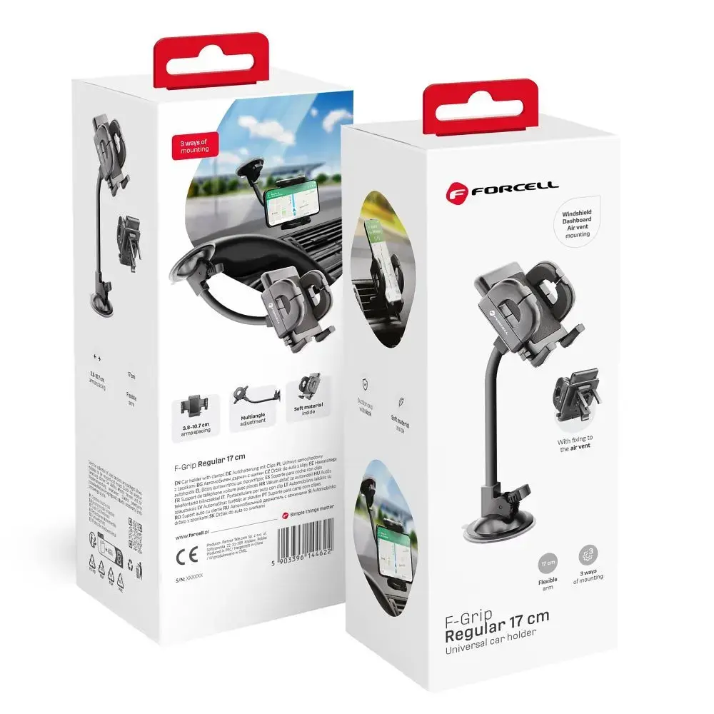 Car phone holder Forcell F-Grip Regular 17 cm windshield / dashboard / air vent black