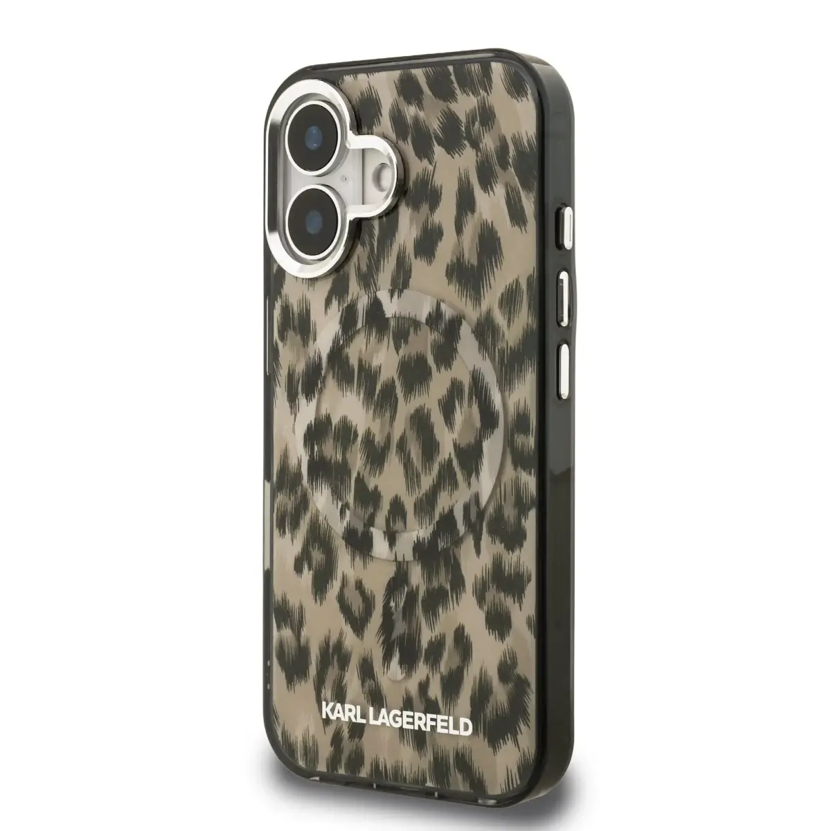 Karl Lagerfeld IML Leopard MagSafe Case for iPhone 16 Brown