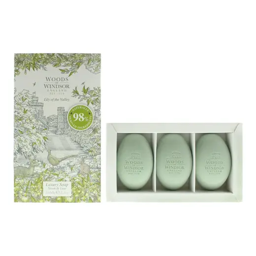 Set Trio, Woods Of Windsor, Lily Of The Valley, Moisturizing, Massage Soap Bar, Shea butter, 3 pcs, 60 g