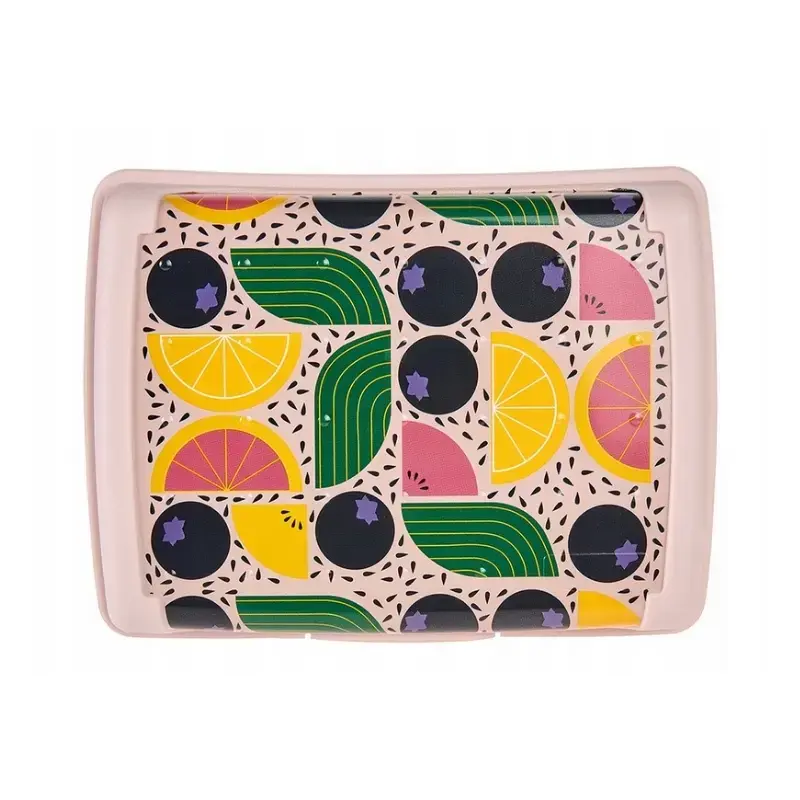 Pārtikas uzglabāšanas trauks deco-click-box midi 1L Carla “Fruits” 17x13x7cm rozā