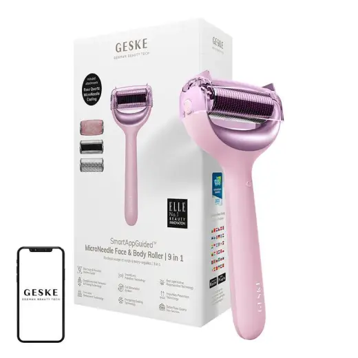 MicroNeedle Face&Body Roller 9in1 Geske with APP (pink)