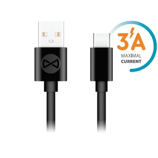Forever datu pārraides un uzlādes vads | USB-A uz USB-C | 15W | 1m | melns
