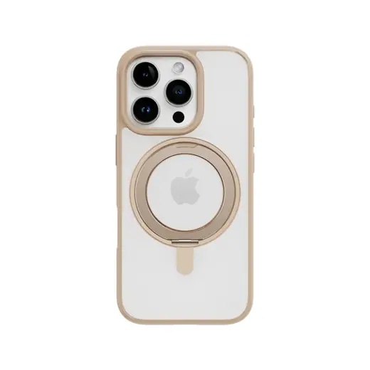 Rock Rotating Stand Soft Touch Series maciņš ar statīvu telefonam iPhone 16 Pro zelta krāsā