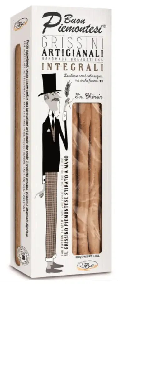Maizes standziņas BUON PIEMONTESI Integrali, 100% kviešu pilngraudu ar rīsu miltiem, 180g