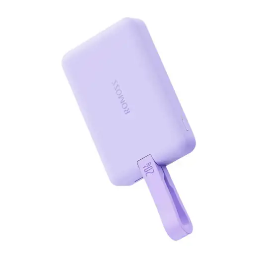 Romoss WMS10 ārējais akumulators (powerbank) | 10000 mAh | 20W | USB-C, Lightning, Bezvadu, MagSafe | violets