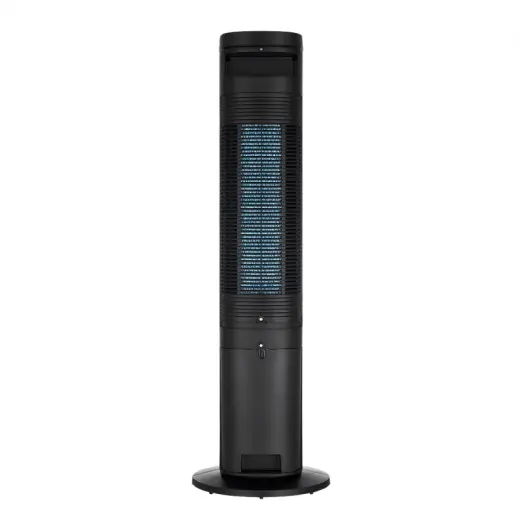 Cooling tower fan, 45W, Ion purifying, 2 ice-box, 4l water tank,  3 wind modes: Normal/Sleep/Eco, 3 speeds,  Air flow 300m3/h, 7h timer, Auto swing blades 60, Remote control, Power off memory, black color, 1000x310x310 mm