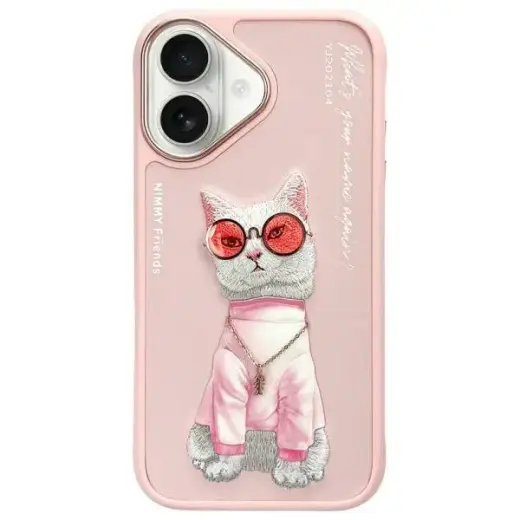 Glasses Cool Cat phone case for iPhone 16 6.1 pink