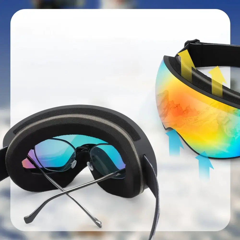 Rockbros SP284 Kids Ski Goggles Anti-Fog with UV Filter Gray Lens with Pink Mirror - White