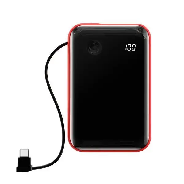 Baseus Mini S Digital Display 3A Power Bank 10000mAh (With Type-C Cable) Red