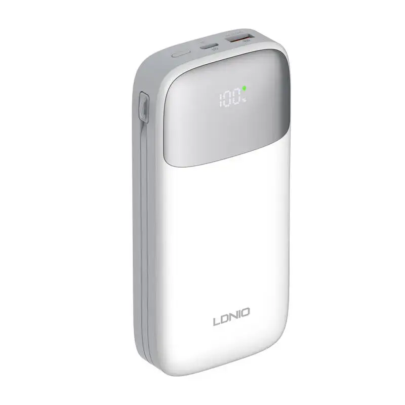 LDNIO PQ20 external battery (powerbank) | 20000 mAh | 22.5W | USB-C, Lightning, USB-A | LED display | white