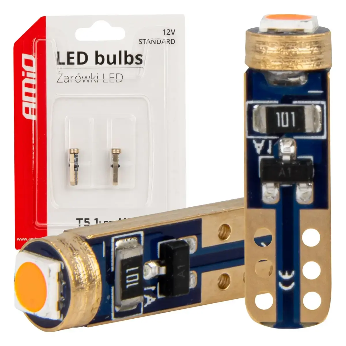 LED BUBLS STANDARD Red T5 12V 3030 1LED HP AMIO-03727