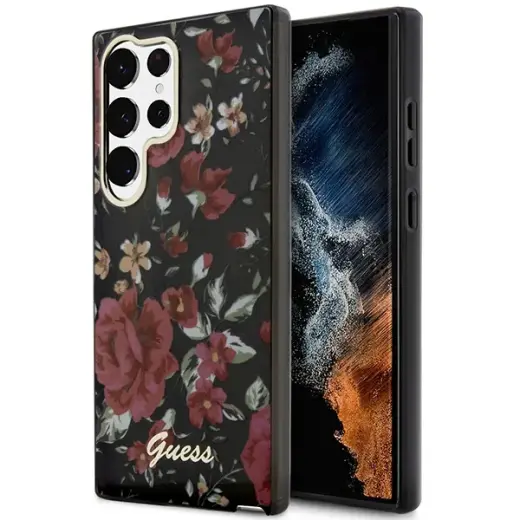 Guess GUHCS23LHCFWSA S23 Ultra S918 zielony|khaki hardcase Flower Collection