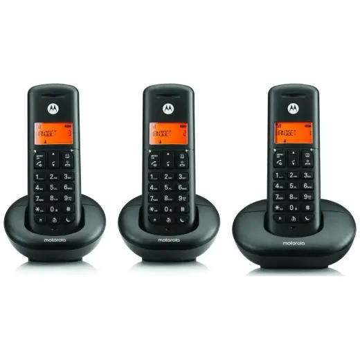Set of Motorola E203 cordless landline phones 3 pcs. black