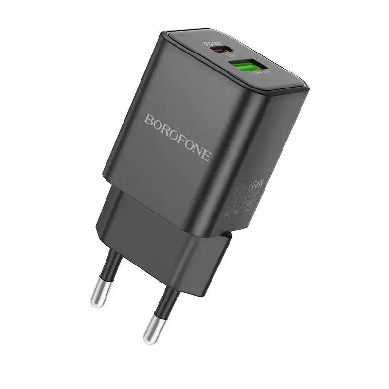 Borofone BN14 зарядное устройство | 30W | QC3.0, PD | USB-A, USB-C | черное