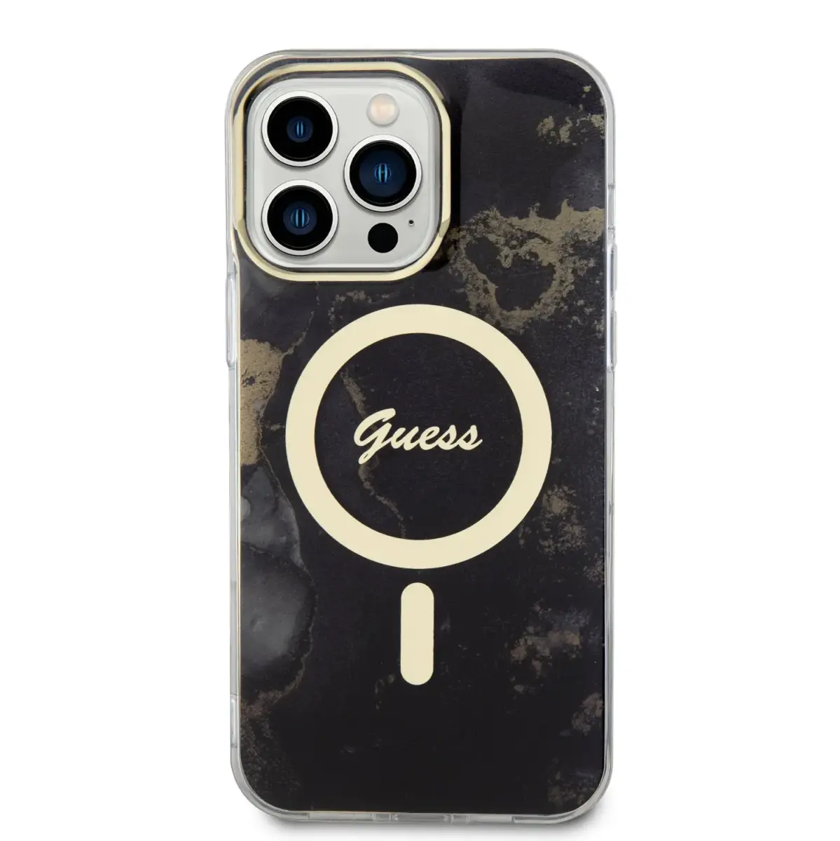 Guess Marble IML MagSafe Compatible Case for iPhone 13 Pro Max Black