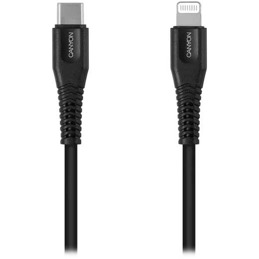 Canyon MFI-4 datu pārraides un uzlādes vads | MFI | USB-C uz Lightning | 1.2m | melns