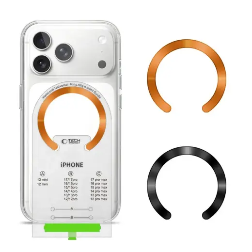 TECH-PROTECT MMP-210 MAGNETIC MAGSAFE RING 2-PACK BLACK & COSMIC ORANGE
