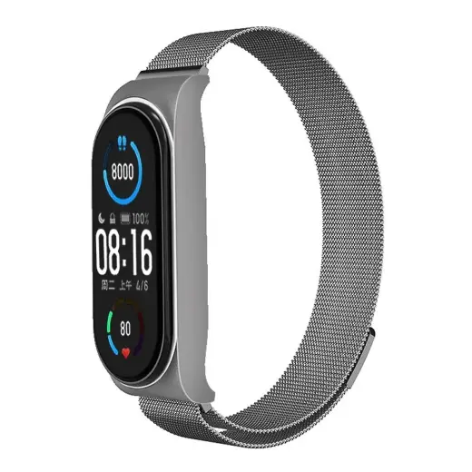 METAL nutikella rihm Xiaomi Mi Band 5/6 jaoks | roostevaba teras | hõbedane