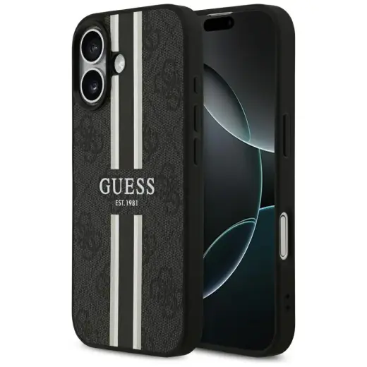 Case Guess 4G Printed Stripes MagSafe for iPhone 17 black