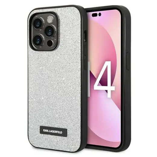 Karl Lagerfeld KLHCP14XG2ELS iPhone 14 Pro Max 6,7" hardcase srebrny|silver Glitter Plaque Logo