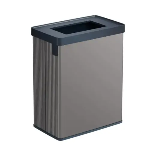 Atkritumu tvertne taisnstūrveida metalizēta Verto Recycle 54L pērļu pelēkā krāsā