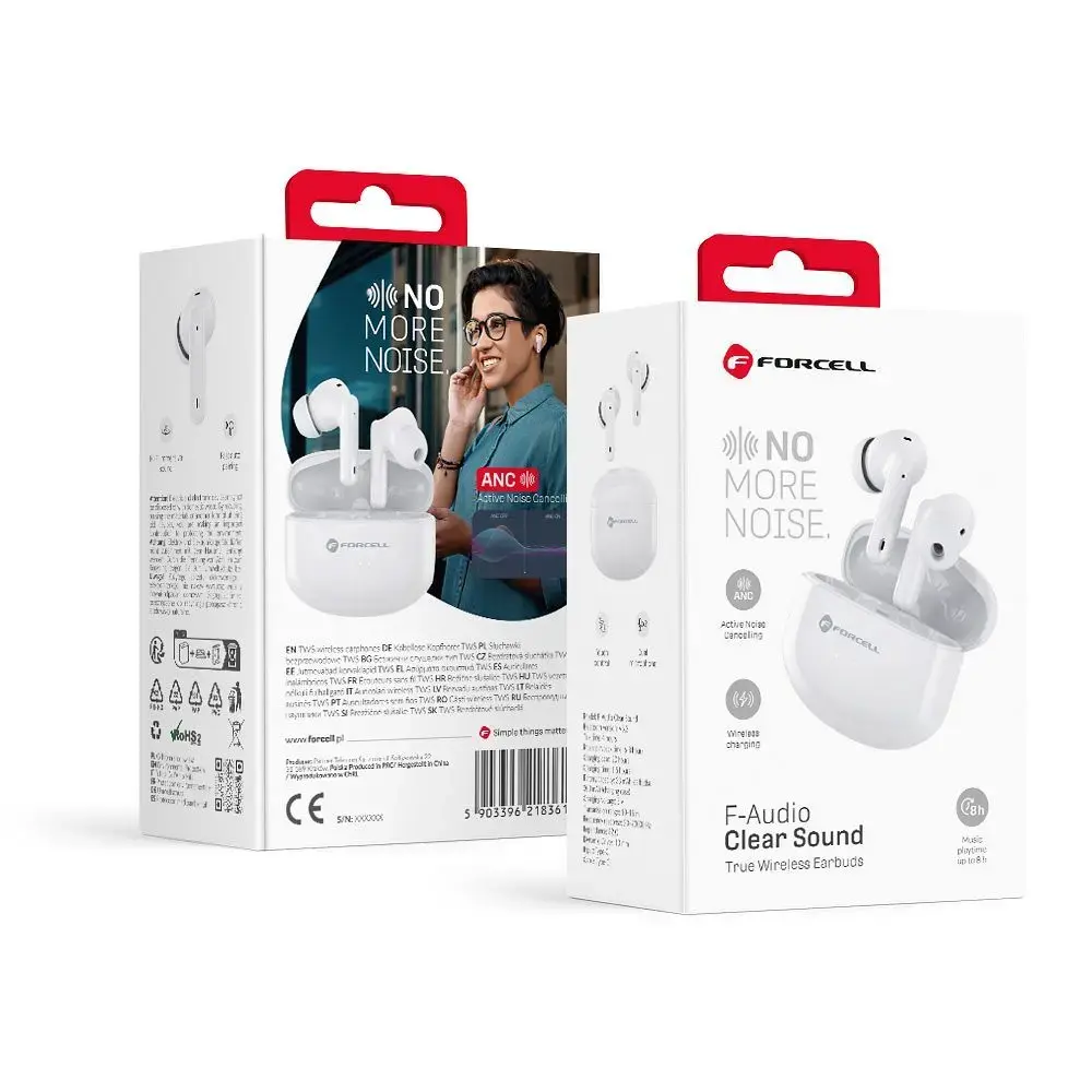 Wireless earphones Forcell F-Audio Clear Sound TWS white