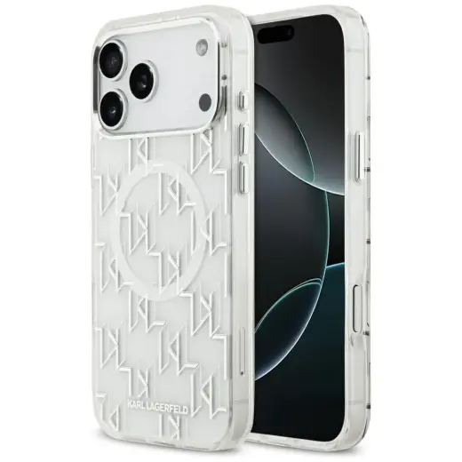 Etui Karl Lagerfeld IML KL Monogram       MagSafe do iPhone 17 Pro Max biały