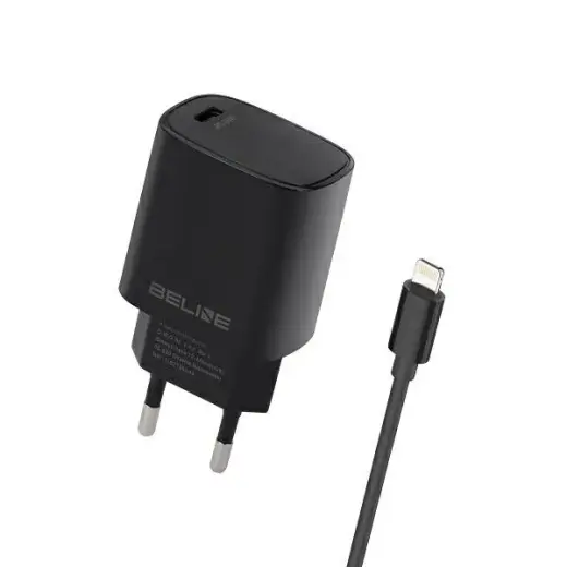 Beline BLNCB20L travel charger | 20W | PD 3.0 | USB-C, Lightning | with Lightning cable included | black