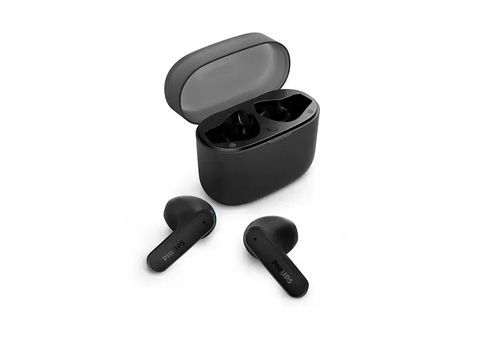 PHILIPS in-ear true wireless headphones with portable charging case, black
