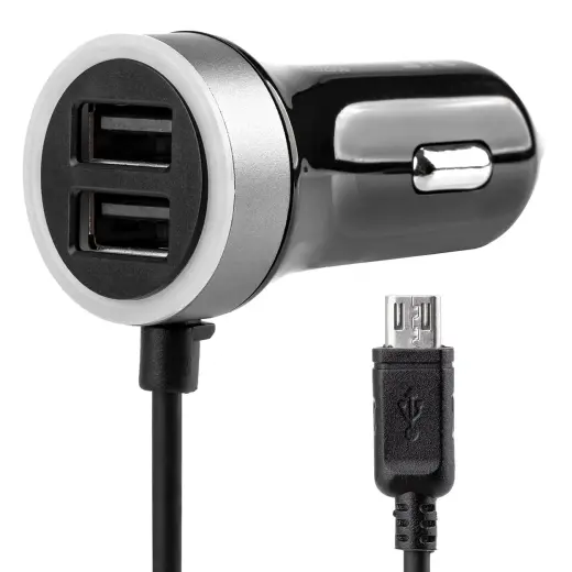 AMiO PCH PRO-01 auto lādētājs | 12W | USB-A, Micro-USB | ar Micro-USB vadu komplektā