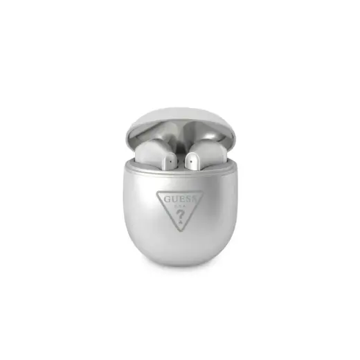 Guess GUTWST82TRS TWS Bluetooth headphones + docking station silver|silver Triangle Logo