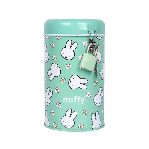 Apaļa naudas kaste YES Miffy, metāla, 13 × 7,6 cm.