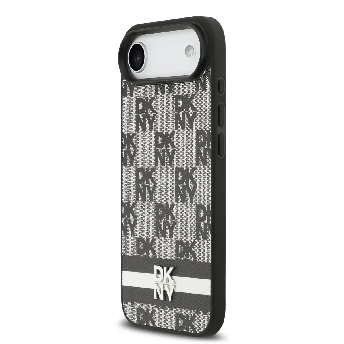 DKNY PU Leather Checkered Pattern and Stripe Case for iPhone Air Black