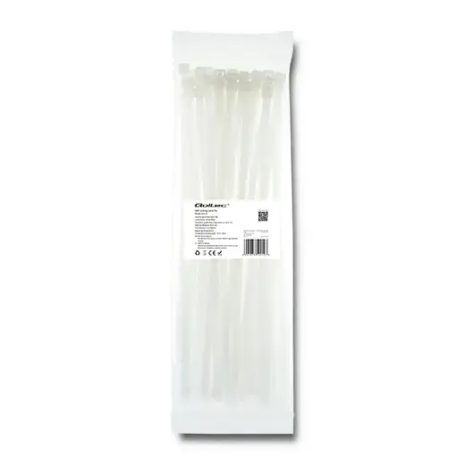 Qoltec Self-locking cable tie | 7.2*350mm | 50 pcs. | Nylon66 | UV | White