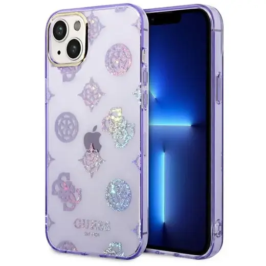 Guess GUHCP14MHTPPTL iPhone 14 Plus | 15 Plus 6.7" lilac hard case Peony Glitter