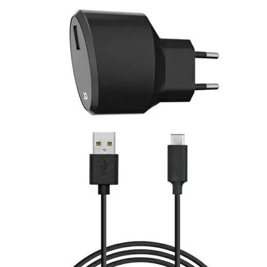 Xqisit Ład. sieciowa USB EU- USB-C 2.4A czarny|black 32018