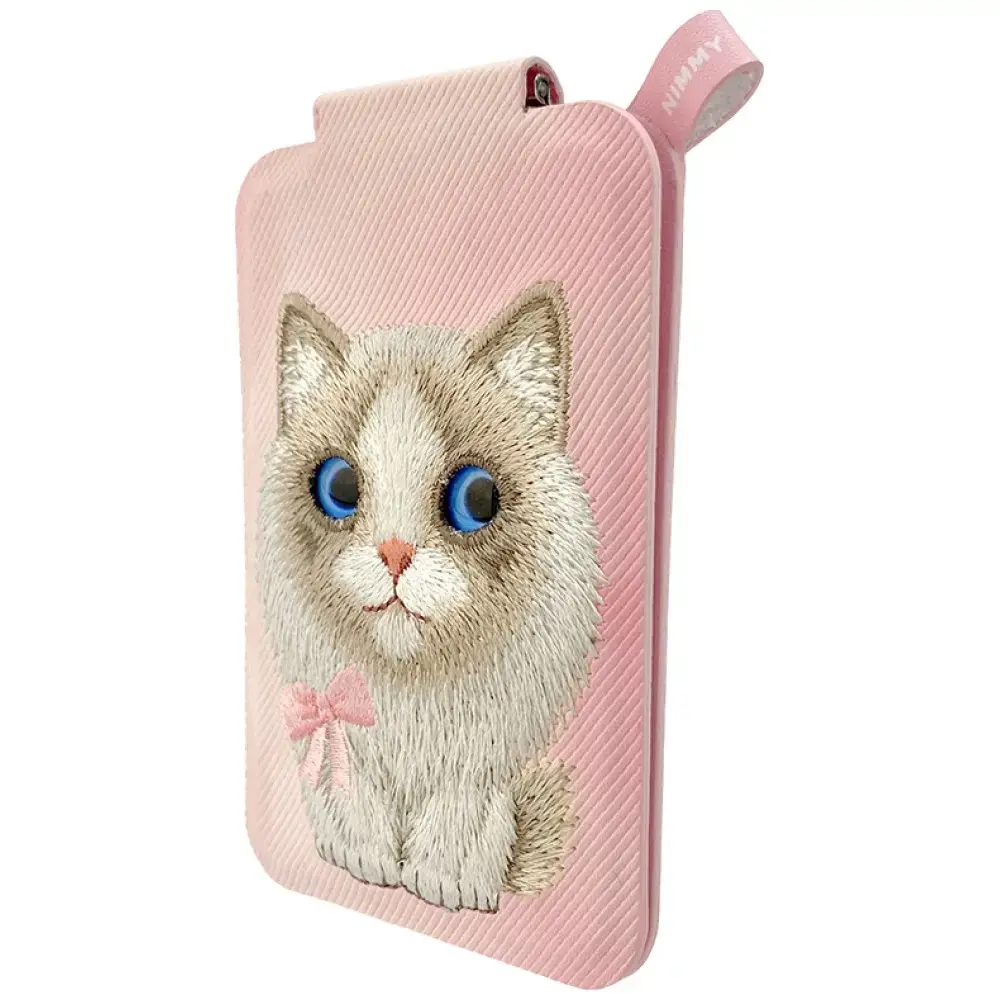 Magnetic phone wallet stand  Nimmy New Big-Eye Cute Pets 2.0 Cat pink