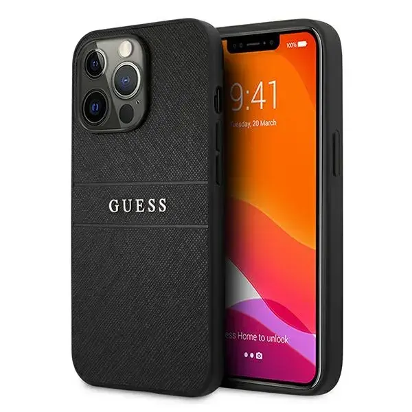 GUHCP13LPSASBBK Guess PU Leather Saffiano Case for iPhone 13 Pro Black