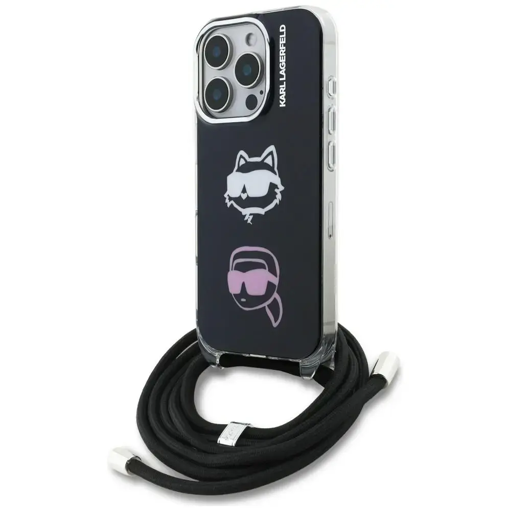 Karl Lagerfeld IML Crossbody Karl&Choupette Head maciņš telefonam iPhone 16 Pro Max melns