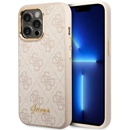 Guess PC|TPU 4G Metal Camera Outline dėklas iPhone 14 Pro rožinis
