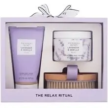 Lavender & Vanilla Relax Gift Set Shower Cream 236 ml, Body Scrub 368 g, and Body Brush.