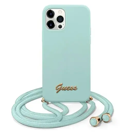 Guess GUHCP12MLSCLMGLB iPhone 12|12 Pro 6,1" jasno niebieski|light blue hardcase Metal Logo Cord
