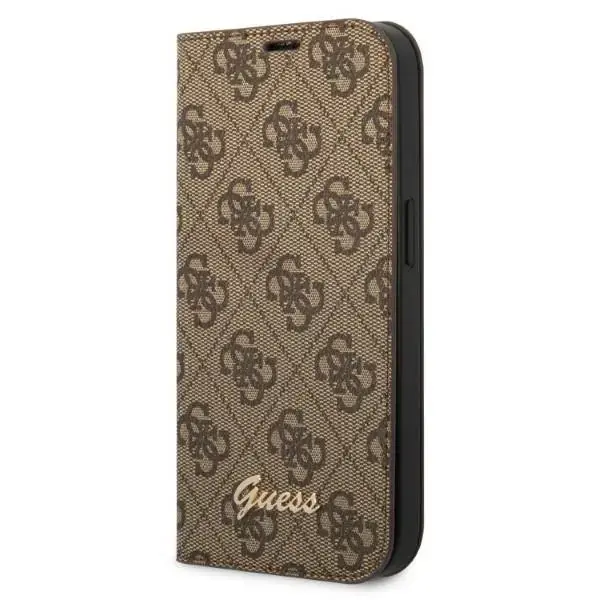 Guess GUBKP14XHG4SHW iPhone 14 Pro Max 6,7" brązowy|brown book 4G Vintage Gold Logo