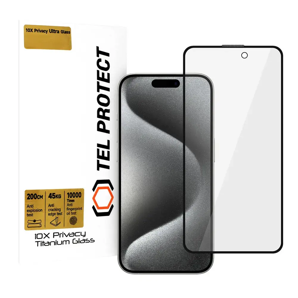 Tempered glass Tel Protect 10X Privacy Titanium for Iphone 16 Pro/17 (envelope)