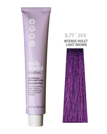 Milk Shake, Creative, Permanent Hair Dye, 5.775VV Intense Violet Light Brown, 100 ml